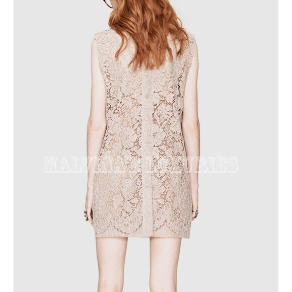 GUCCI DRESS LACE SLEEVELESS RED GROSGRAIN RIBBON TIE sz IT 42 US 6 - Picture 2 of 9